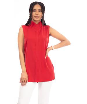 Blouse without sleeves with a neck in the shape of v