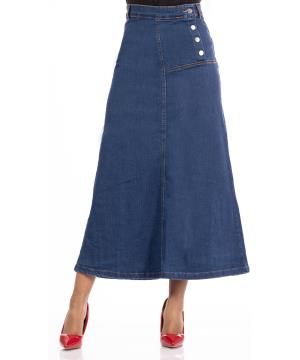 Jeans skirt with buttons at waist 