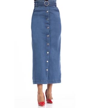 Jeans skirt with buttons with belt  