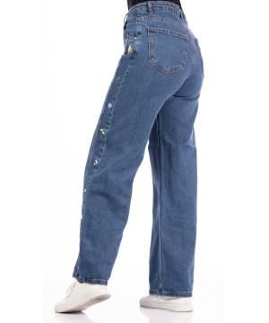 Embroidered jeans on the side