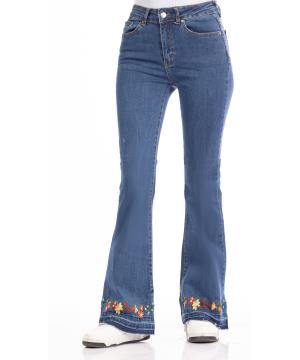 Jeans decorated with flowers 