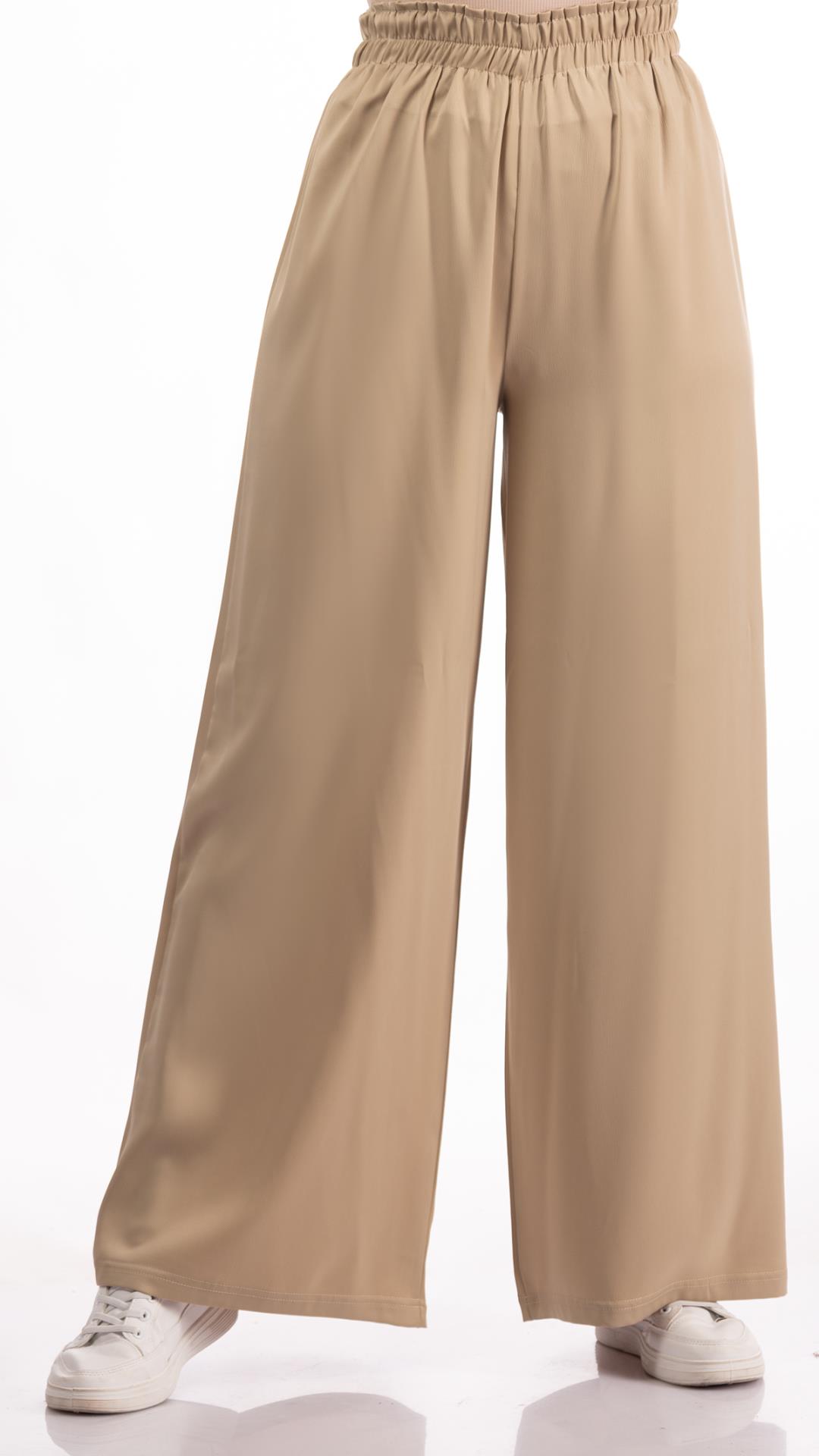 Elasticated satin trousers at waist  