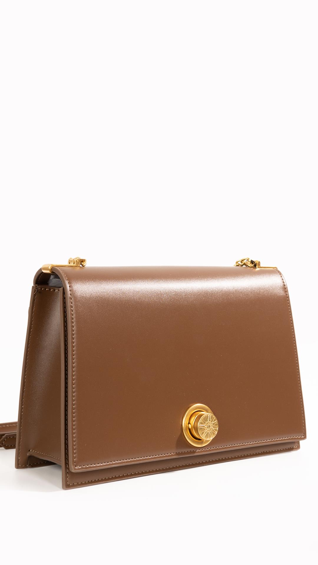 Square handbag with gold handle 