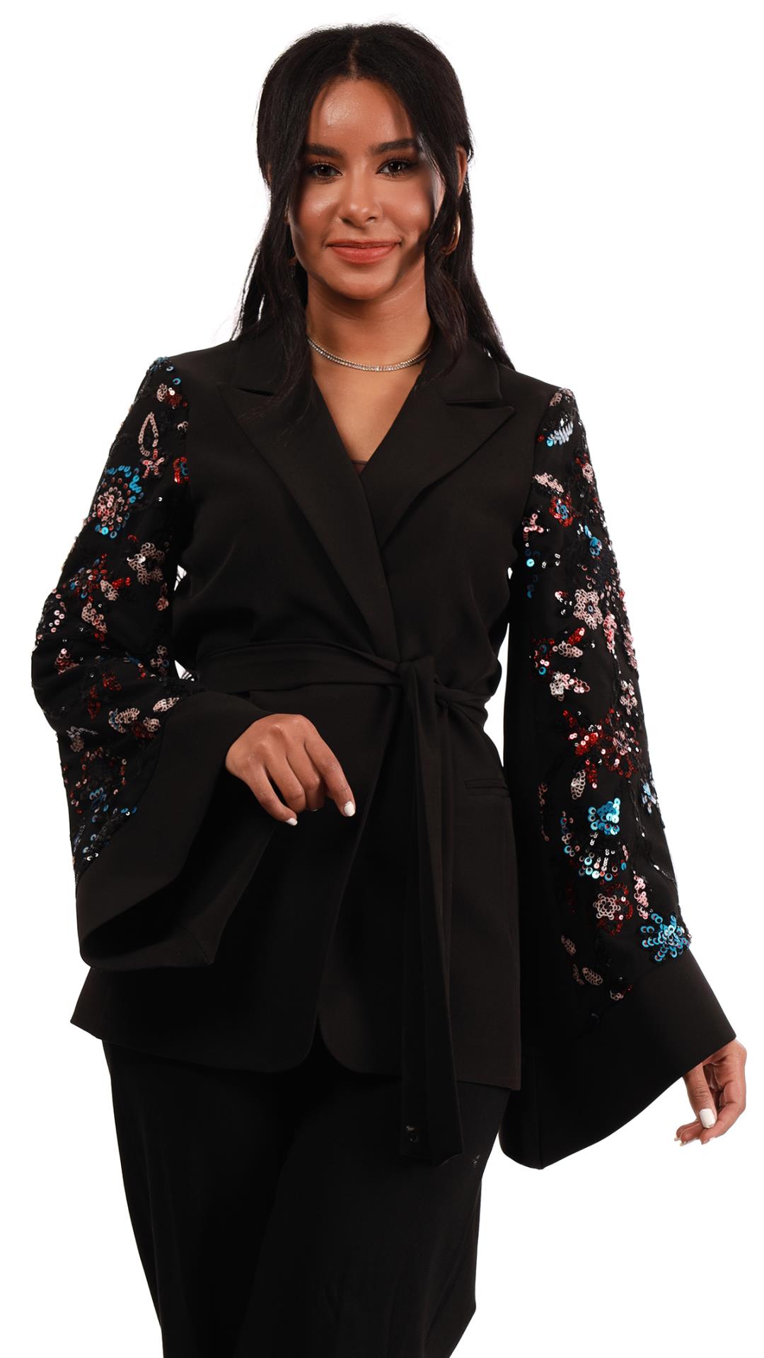 Blazer with wide sleeves in strass