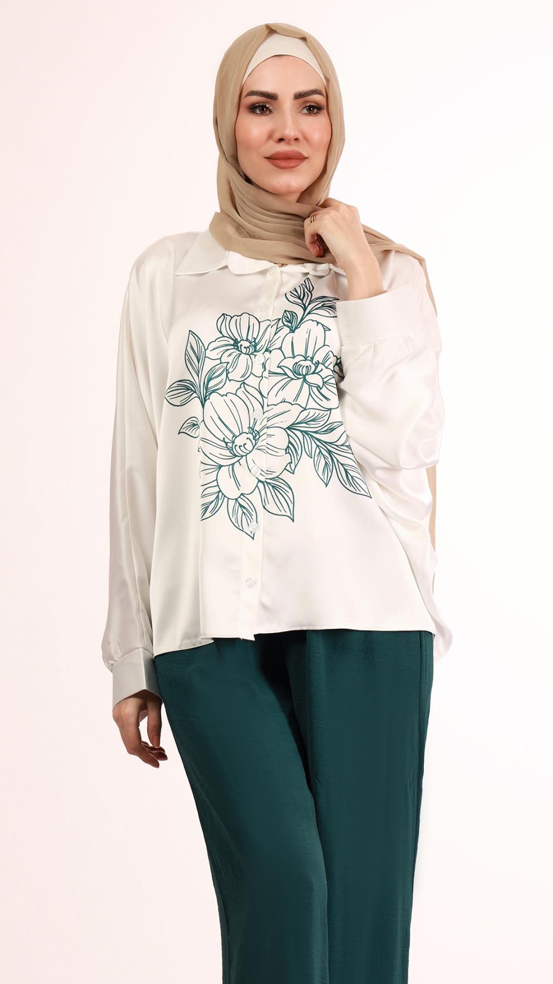 White satin shirt with multiple colors 