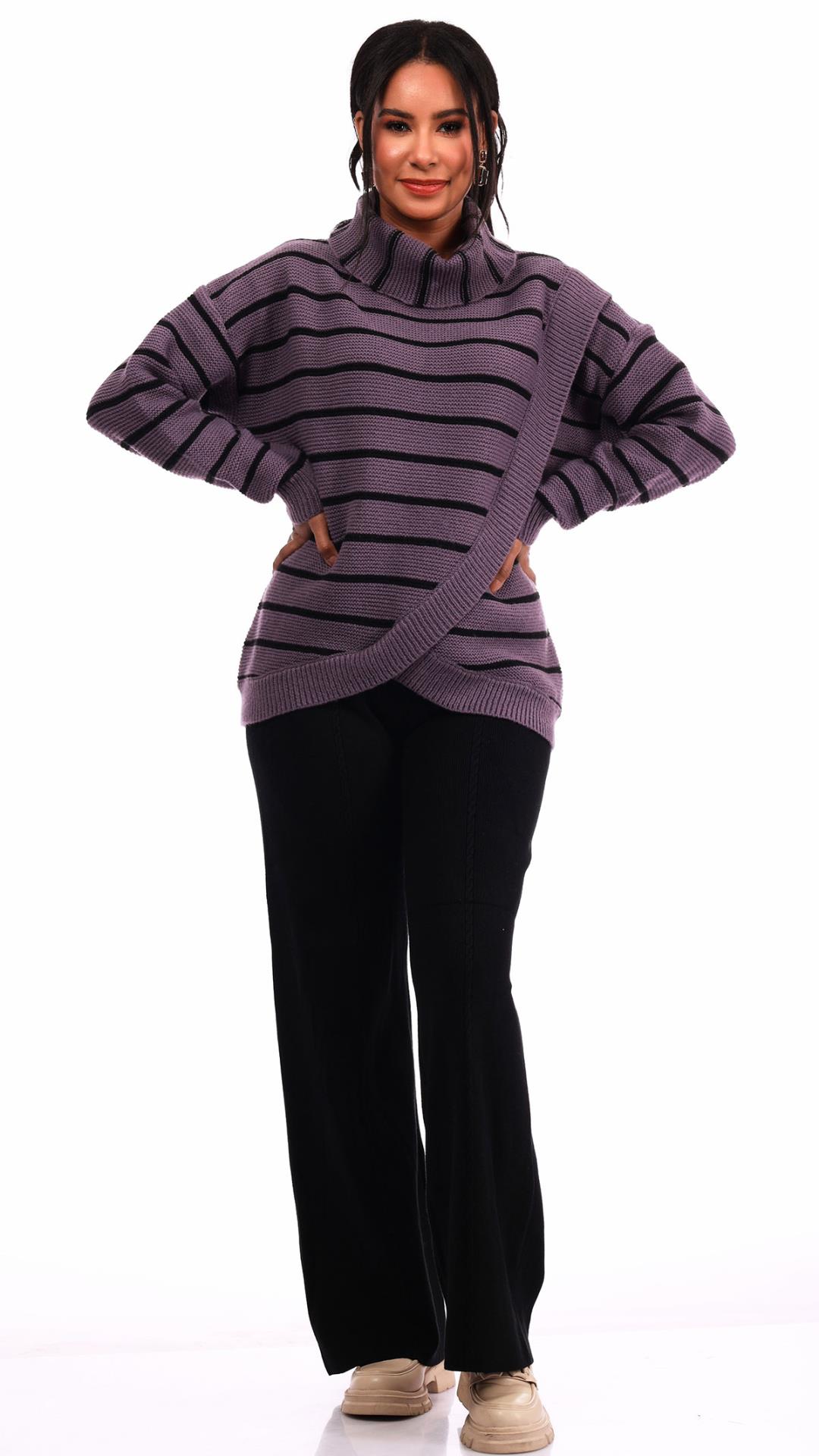 Black striped wool blouse 