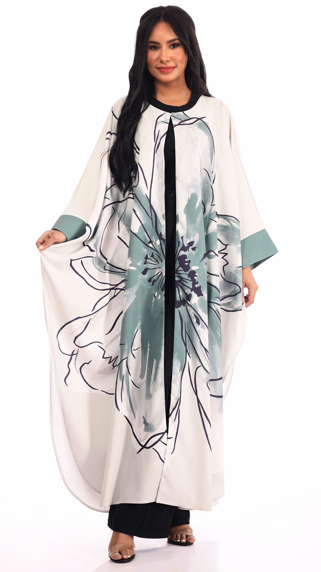 Linen blend kaftan with drawstring detail