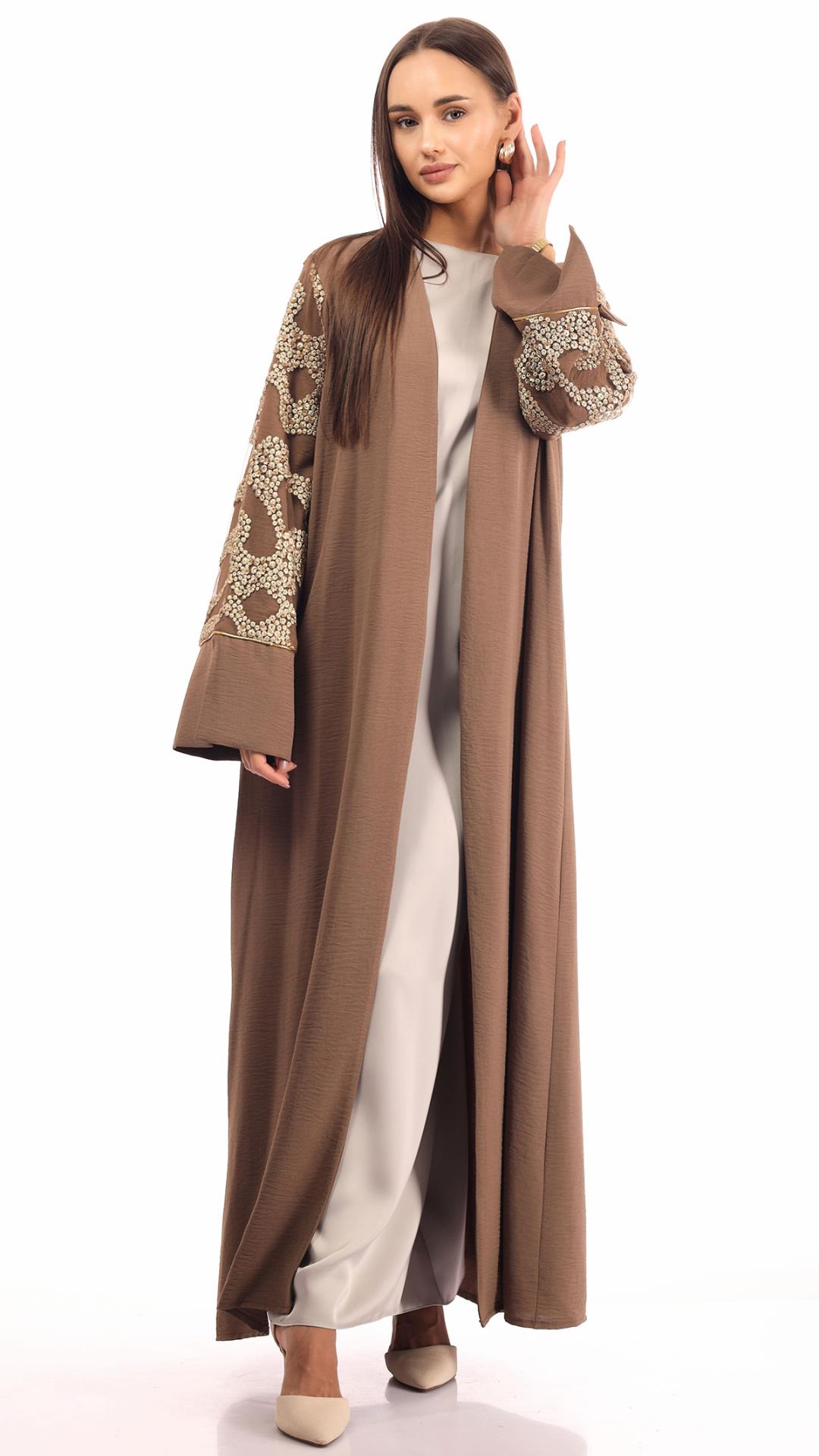 Abaya with embroidery on the sleeves