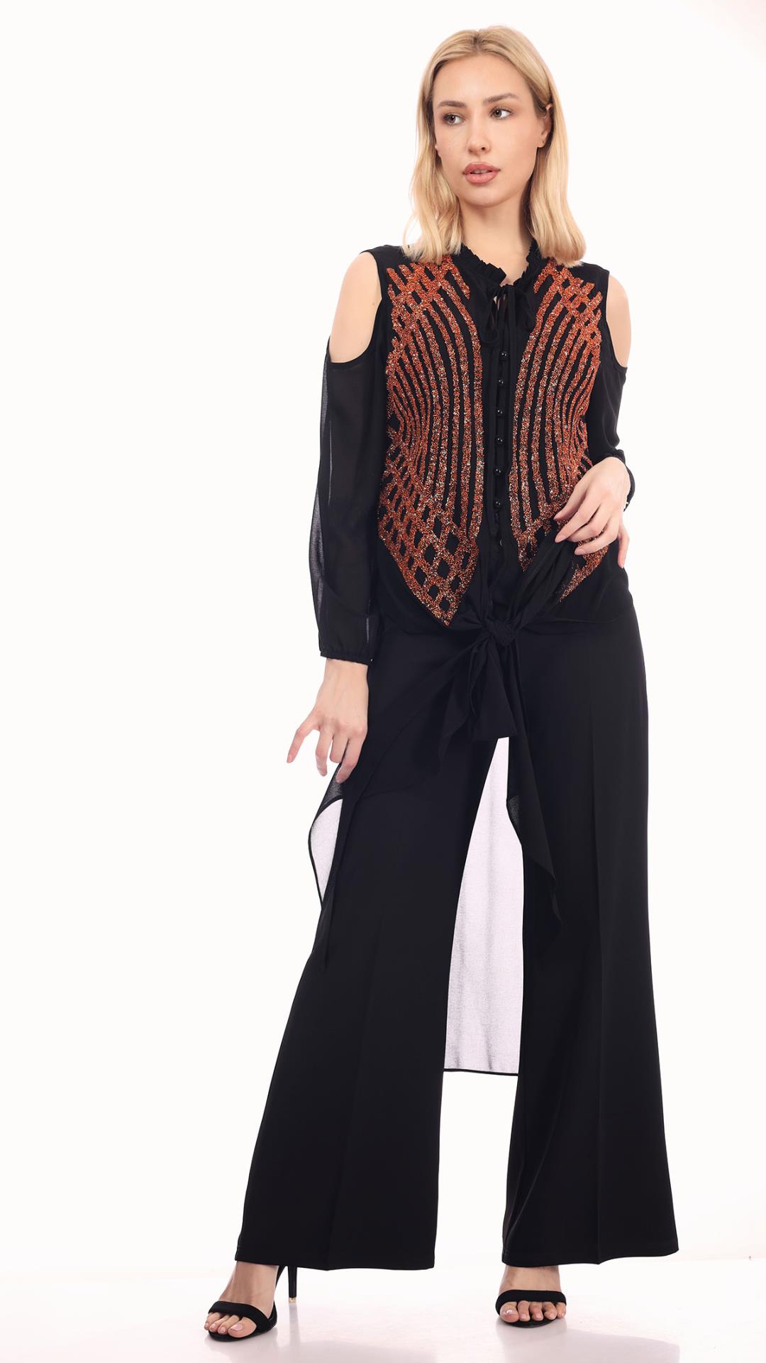 Cutout Shoulder Embellished Top