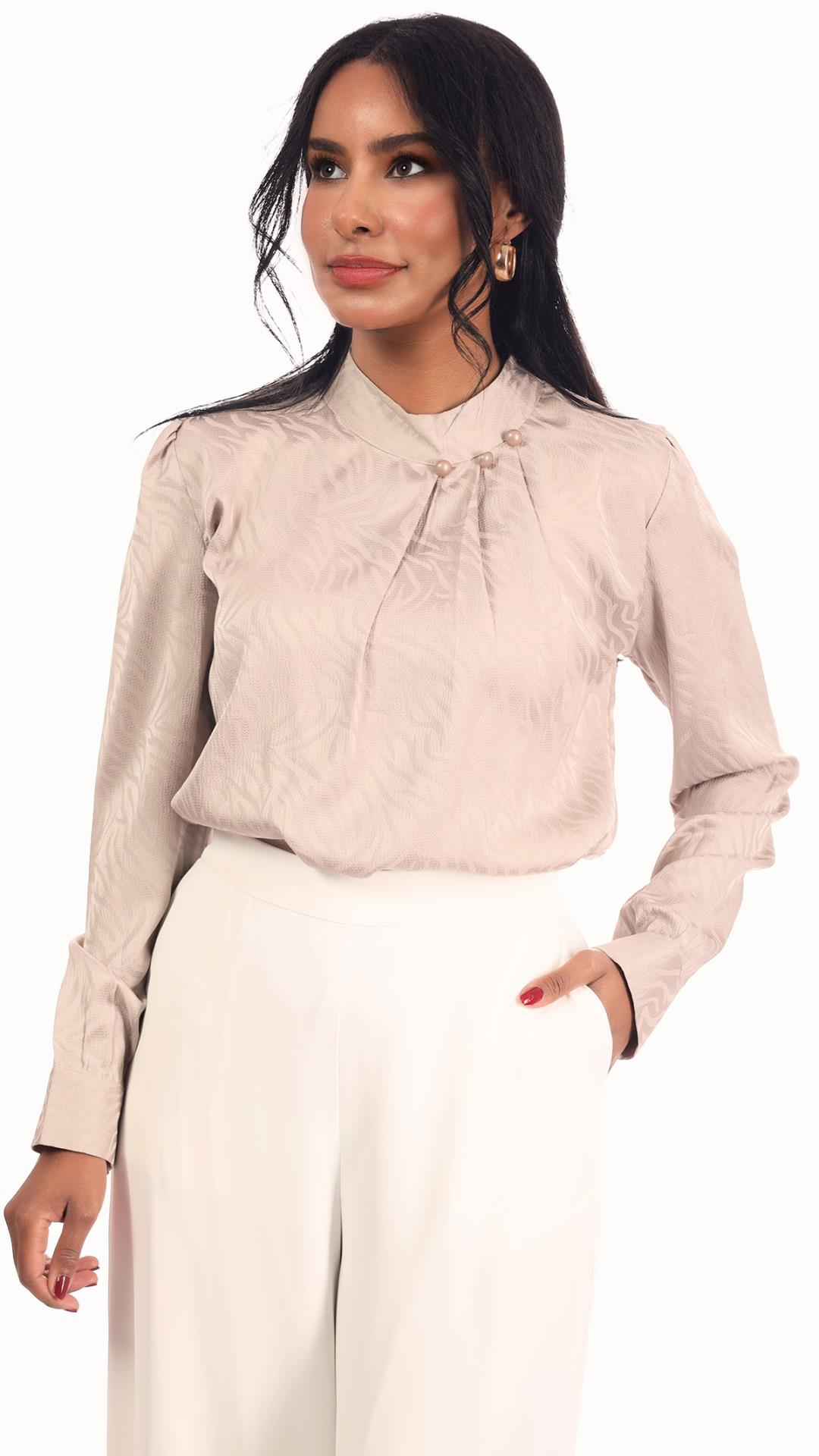 High-Neck Long-Sleeved Blouse