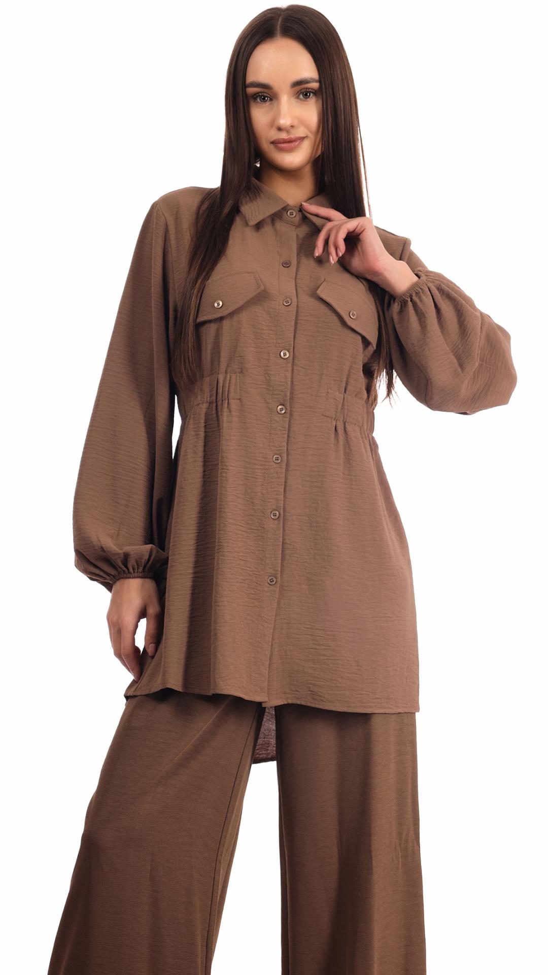 Long-Sleeved Button-Down Tunic