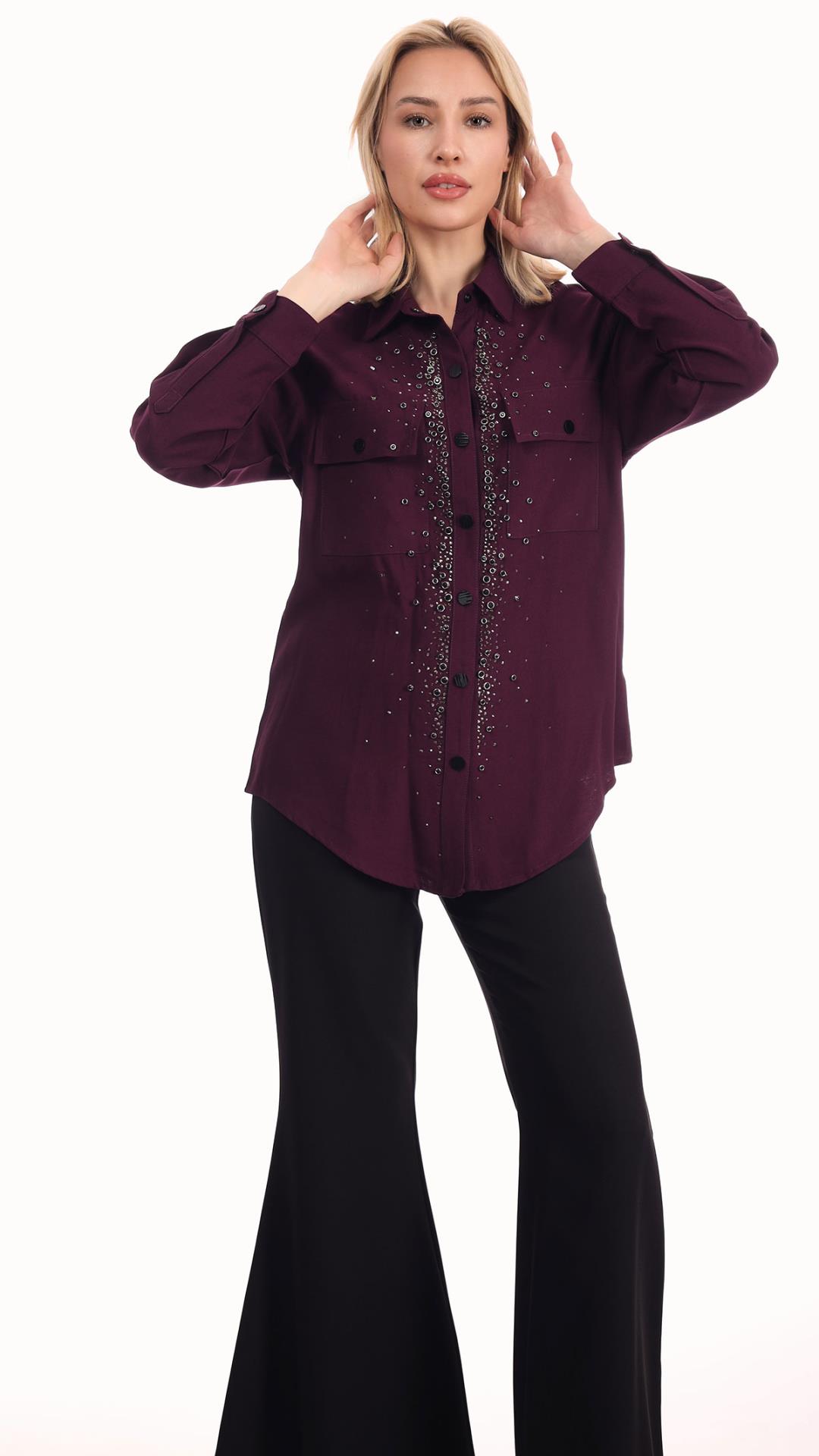 Embellished Button-Down Shirt